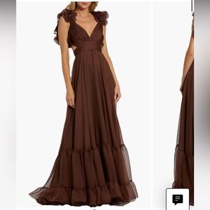 Sleeveless Ruffle Tiered Cut-Out Chiffon Gown